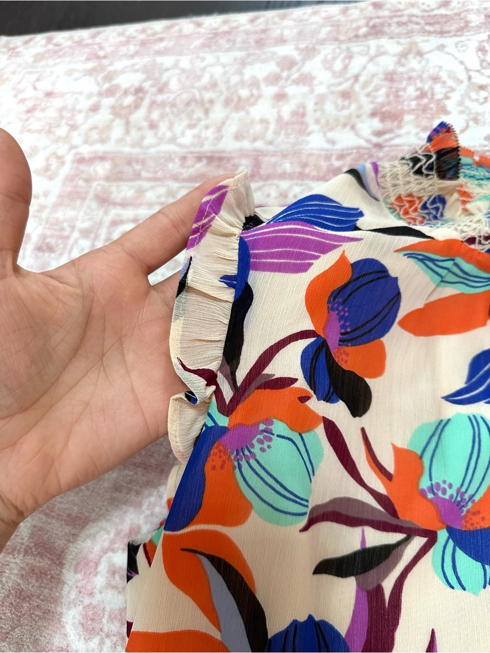 J CREW🪻Watercolor Chiffon Smocked Blouse - Picture 6 of 11